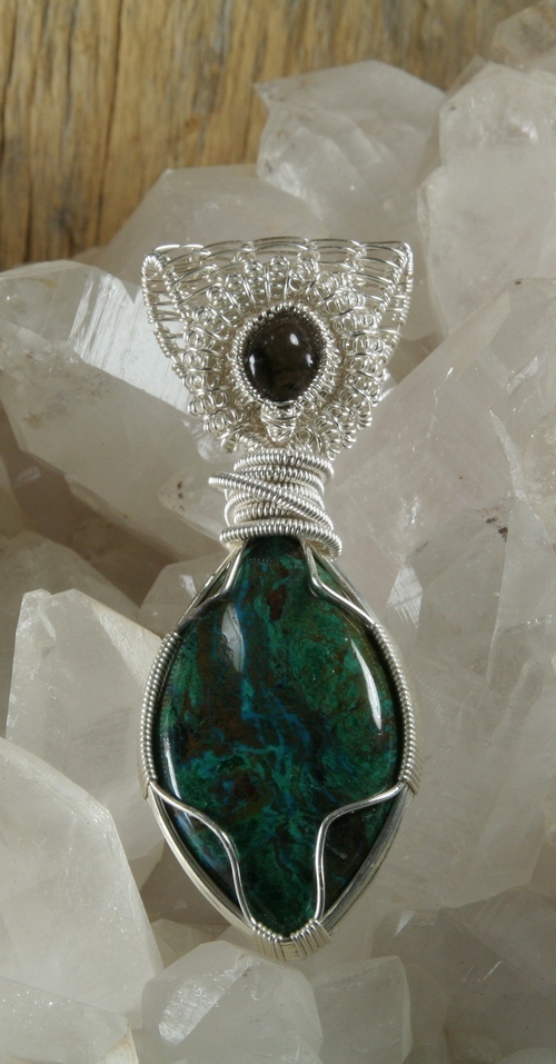 Chrysocolla with Apache Tears Pendant