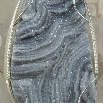 Chalcedony desert druzy with sodalite pendant