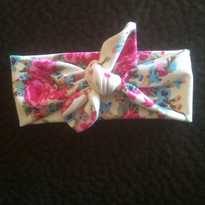 Cream floral tie knot headwrap
