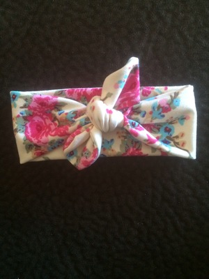 Cream Floral Tie Knot Headwrap