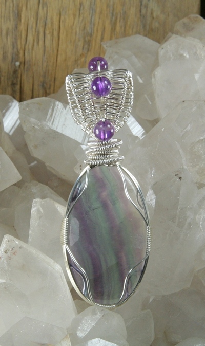 Rainbow Fluorite with Amethyst Pendant