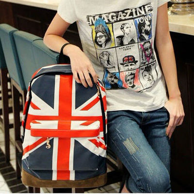 Union jack / us flag canvas backpack