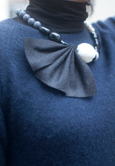 Black Flower Felt Wedding Necklace NL0822