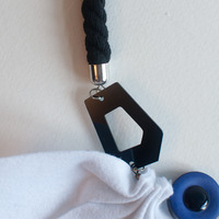 Felt White Flower Butterfly Necklace NL0830 - Thumbnail 2