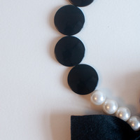 Black Butterfly Felt Flower Necklace, NL0853 - Thumbnail 3