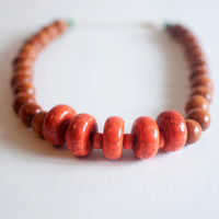 Chunky Orange Big Beaded Necklace NL0691 - Thumbnail 2