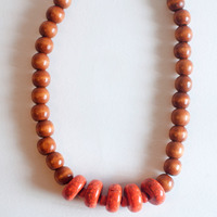 Chunky Orange Big Beaded Necklace NL0691 - Thumbnail 4