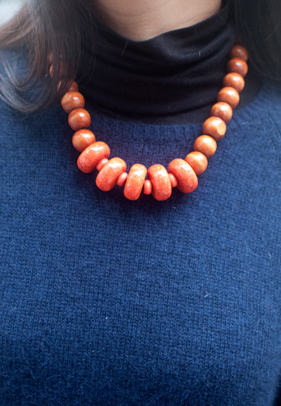 Chunky Orange Big Beaded Necklace NL0691