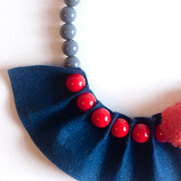 Felt Ball Chain Necklace NL0856 - Thumbnail 3