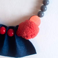 Felt Ball Chain Necklace NL0856 - Thumbnail 4