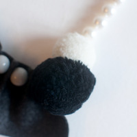 Black & White Felt Butterfly Necklace NL0827 - Thumbnail 3