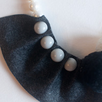 Black & White Felt Butterfly Necklace NL0827 - Thumbnail 4