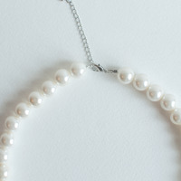 Geometric Metal Faux Pearls Collar Necklace NL0806 - Thumbnail 4