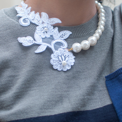 White lace wedding necklace nl0728