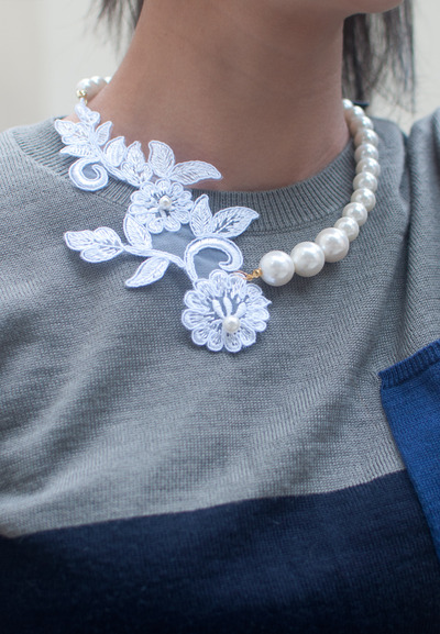 White Lace Wedding Necklace NL0728