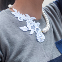 White Lace Wedding Necklace NL0728 - Thumbnail 1