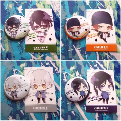 Gakuen [k] project pin + card - suoh mikoto / yata misaki / isana yashiro / totsuka tatara / yatogami kurou / munakata reishi / fushimi saruhiko - 