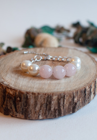 Rose Quartz Faux Pearls Bracelet BL0816