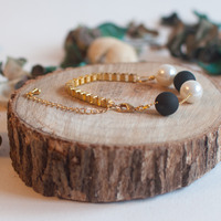 Matte Black Beads Bracelet BL0815 - Thumbnail 2