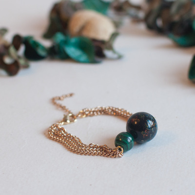 Malachite green beaded bracelet bl0813