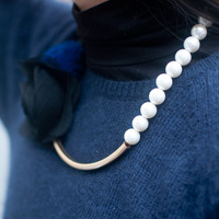 Black Lace Flower Metal Pendant Necklace NL0829 - Thumbnail 1