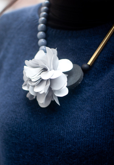 Grey Lace Flower Necklace NL0855