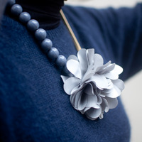 Grey Lace Flower Necklace NL0855 - Thumbnail 2