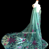 CL18 Frozen Fever Queen ELSA Cosplay Costume cloak cape, must write your bust size in order note!!! - Thumbnail 1