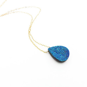 Titanium Druzy Necklace - Shimmery Sea - Thumbnail 1