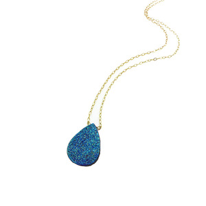 Titanium Druzy Necklace - Shimmery Sea - Thumbnail 2