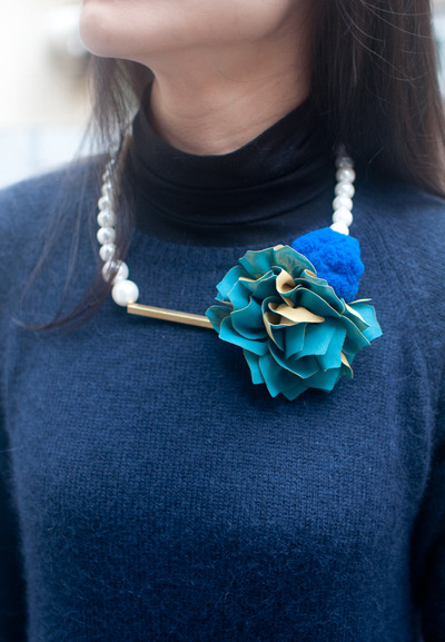 Lace Flower Pearl Metal Necklace NL0854