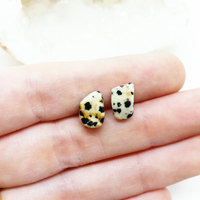 Dalmatian Jasper Earrings Crystal Mineral Studs - Thumbnail 2
