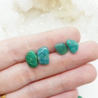 Amazonite Stud Earrings Polished Gemstone Posts - Thumbnail 2