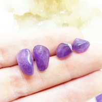 Amethyst Stud Earrings Polished Amethyst Posts - Thumbnail 2