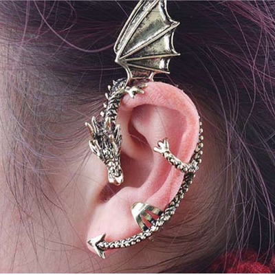 Flying dragon ear cuff