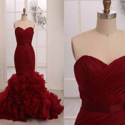 Mermaid long prom dress, red prom dress, prom dress 2016, online prom dress,pd380084
