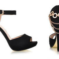 Open Toe Metal Decoration High Heels - Thumbnail 4