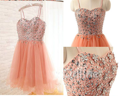 short prom dress, pink prom dress, cheap prom dress, chiffon prom dress, cute prom dress, BD14300