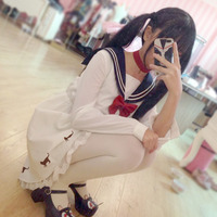 Sailor moon Luna Printed Crew Neck Dress (including collar) - Thumbnail 4