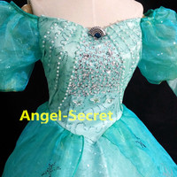 P180 Little Mermaid Aqua Custom gown princess Ariel teal sequins park version - Thumbnail 1