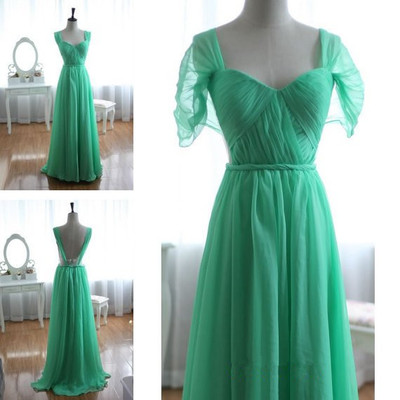 Pretty sweetheart backless green floor length chiffon bridesmaid dress, burgundy prom dress 2016, formal dresses.pd380071