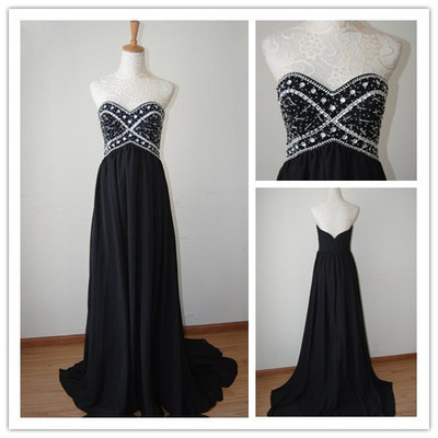 Pretty black high quality sweetheart court train prom dress 2015, prom 2015, evening dresses, party dresses, black prom dresses,pd380062