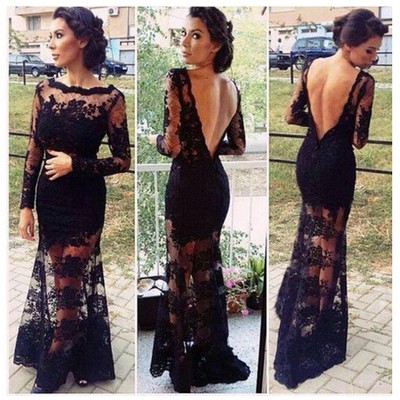 Black lace dress, long prom dresses, cute prom dresses, sexy prom dress, online prom dress,pd380054