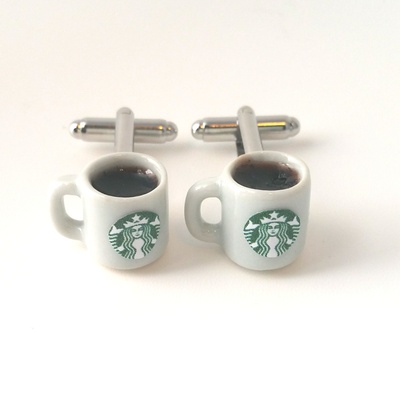 Kawaii miniature starbucks coffee cufflinks