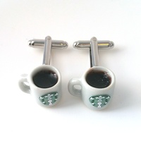 Kawaii Miniature Starbucks Coffee Cufflinks - Thumbnail 1