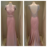 Long Pink Prom Dresses,O-Neck Prom Dresses,Prom Dresses 2016,Long Evening Dresses,Long Wedding Dresses,Wedding Gown,PD380031 - Thumbnail 1