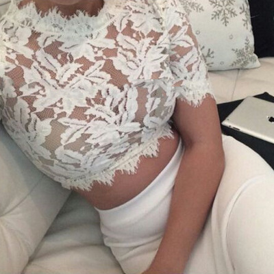 White lace crop top