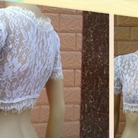 White Lace Crop Top - Thumbnail 1
