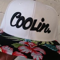 Coolin. White/Black Floral Snapback - Thumbnail 1