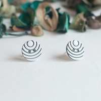 Vintage Black & White Earrings ER0849 - Thumbnail 2